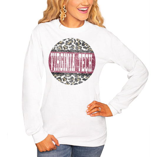 Women's White Virginia Tech Hokies Scoop & Score Long Sleeve T-Shirt