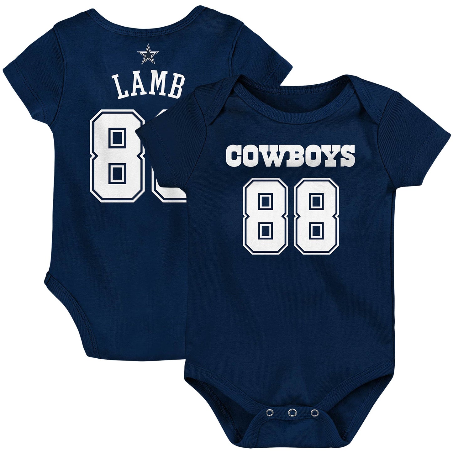 Infant CeeDee Lamb Navy Dallas Cowboys Mainliner Player Name & Number Bodysuit