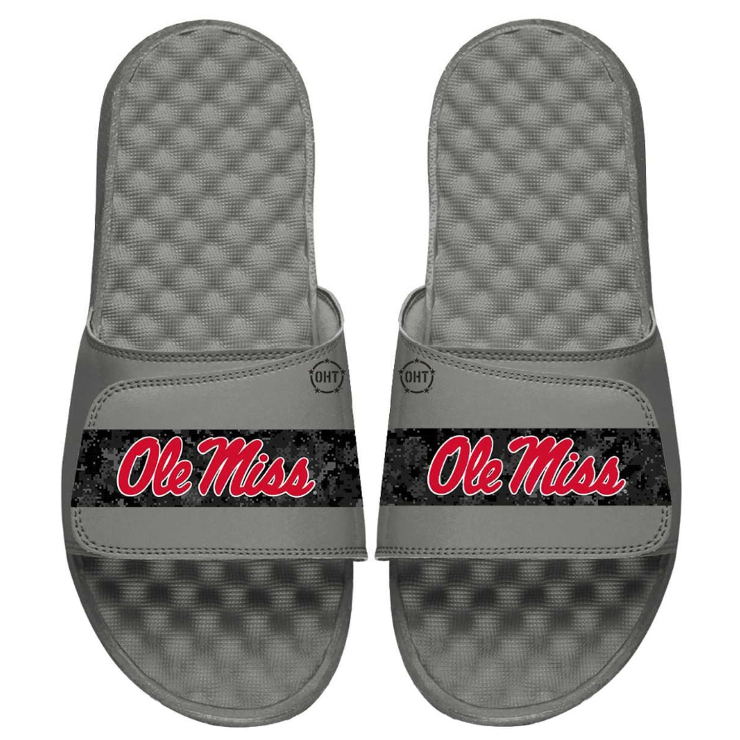 Men's ISlide Gray Ole Miss Rebels OHT Military Appreciation Slide Sandals