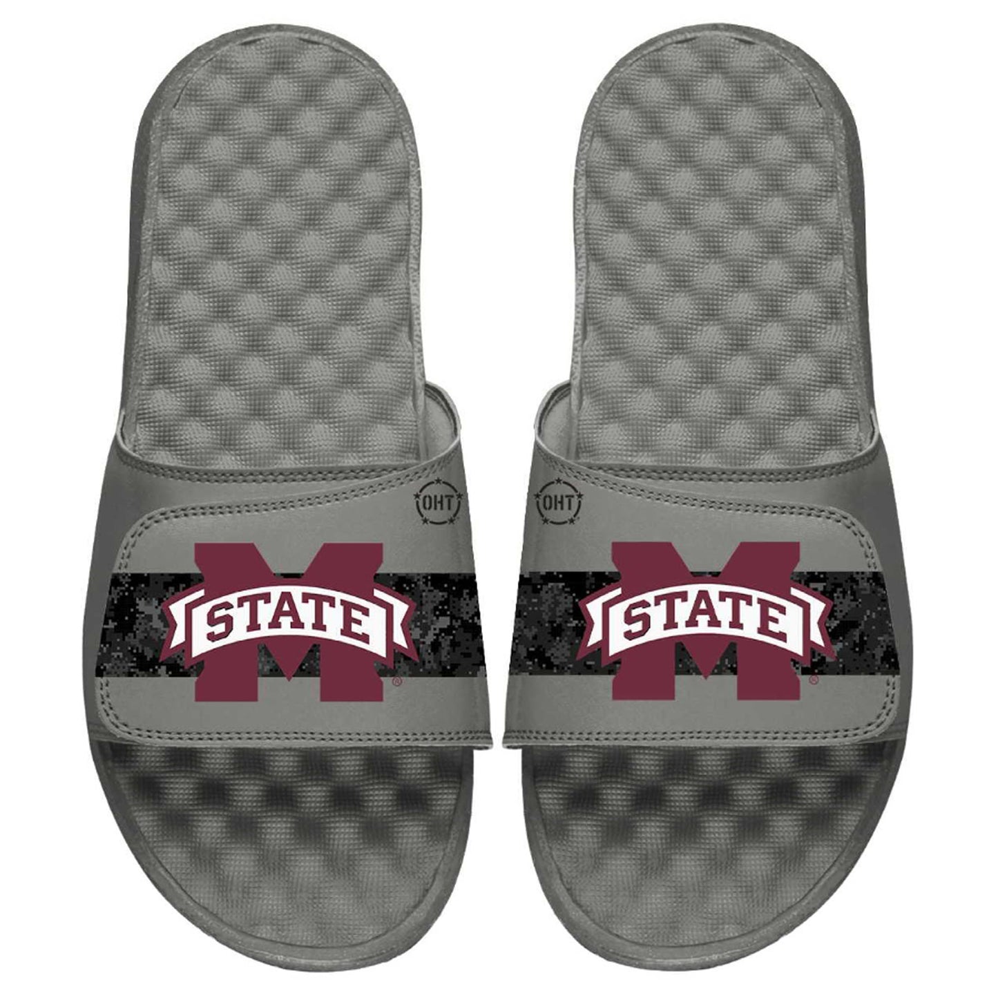 Men's ISlide Gray Mississippi State Bulldogs OHT Military Appreciation Slide Sandals