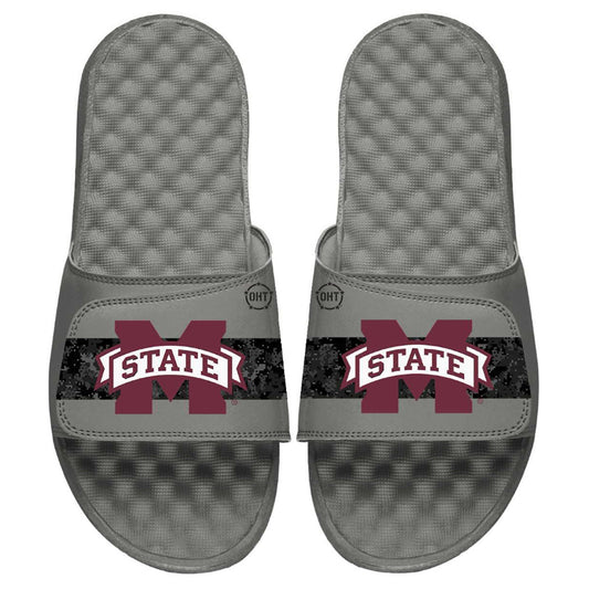 Men's ISlide Gray Mississippi State Bulldogs OHT Military Appreciation Slide Sandals