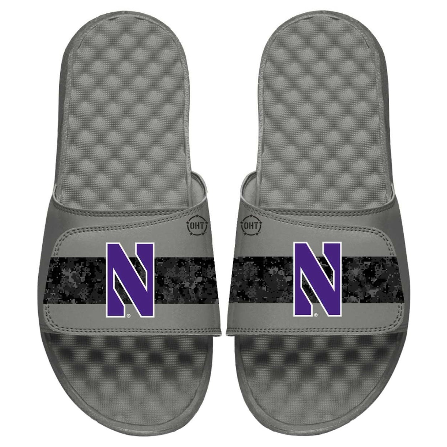 Men's ISlide Gray Northwestern Wildcats OHT Military Appreciation Slide Sandals