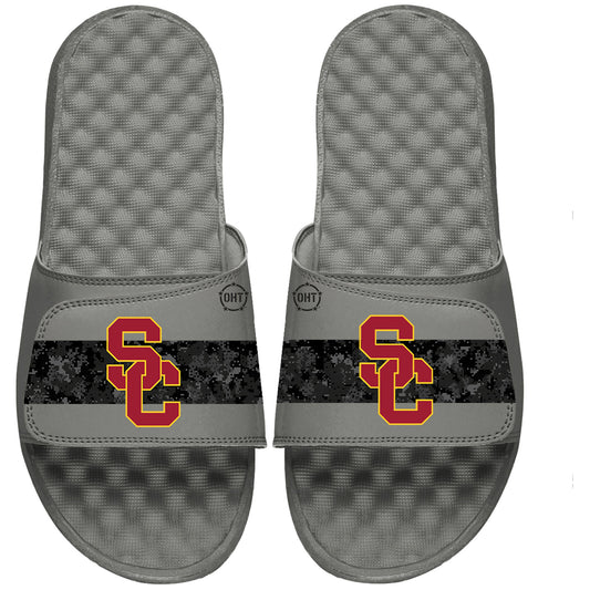 Men's ISlide Gray USC Trojans OHT Military Appreciation Slide Sandals