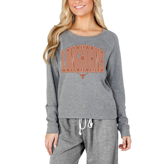 Women's Concepts Sport Gray Texas Longhorns Mainstream Terry Long Sleeve T-Shirt