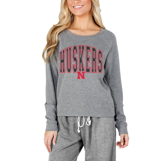 Women's Concepts Sport Gray Nebraska Huskers Mainstream Terry Long Sleeve T-Shirt