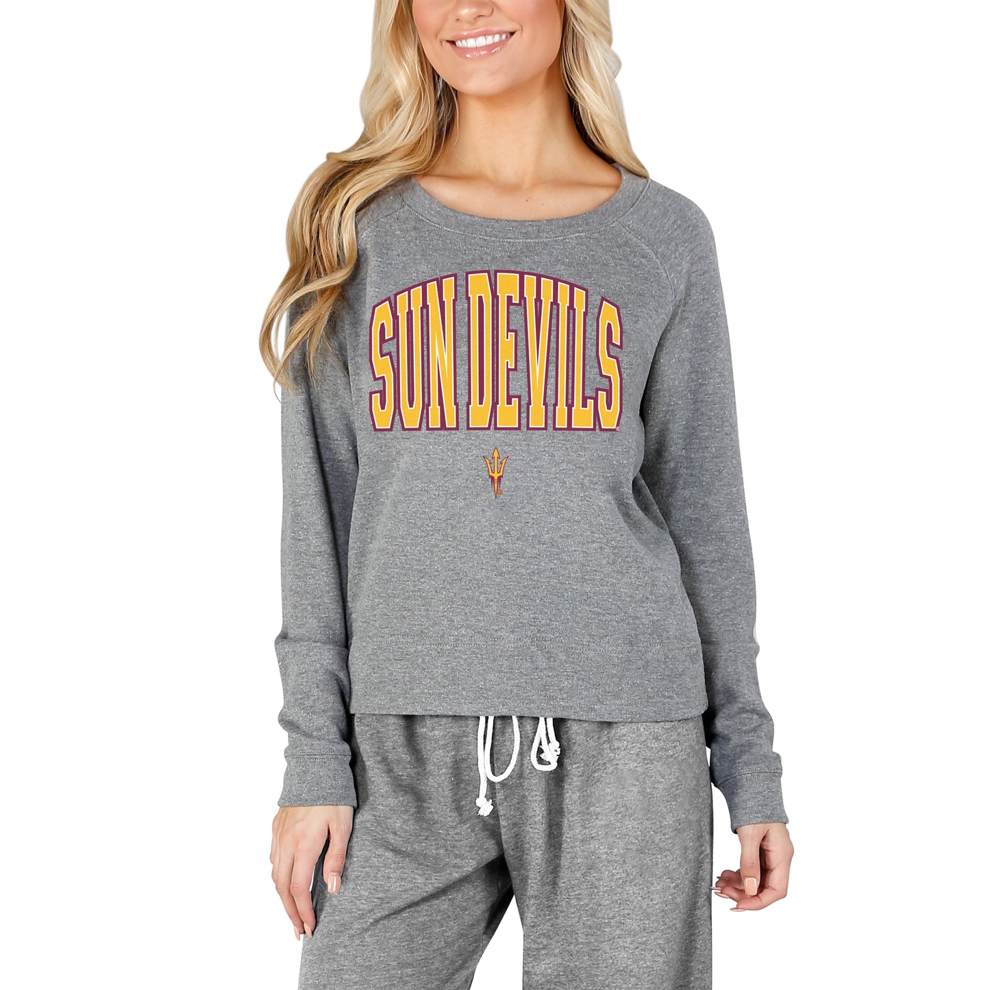 Women's Concepts Sport Gray Arizona State Sun Devils Mainstream Terry Long Sleeve T-Shirt