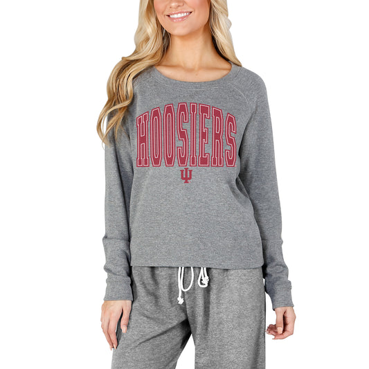 Women's Concepts Sport Gray Indiana Hoosiers Mainstream Terry Long Sleeve T-Shirt