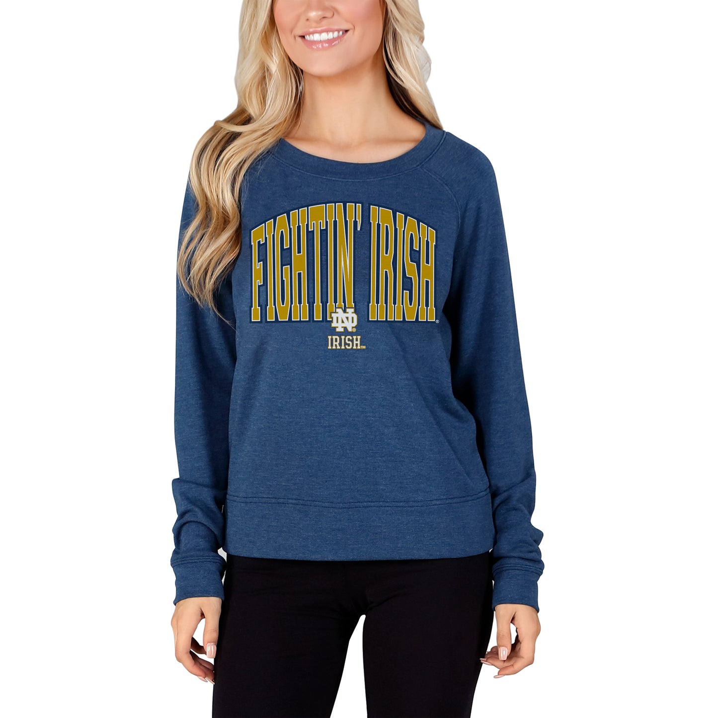 Women's Concepts Sport Navy Notre Dame Fighting Irish Mainstream Terry Long Sleeve T-Shirt