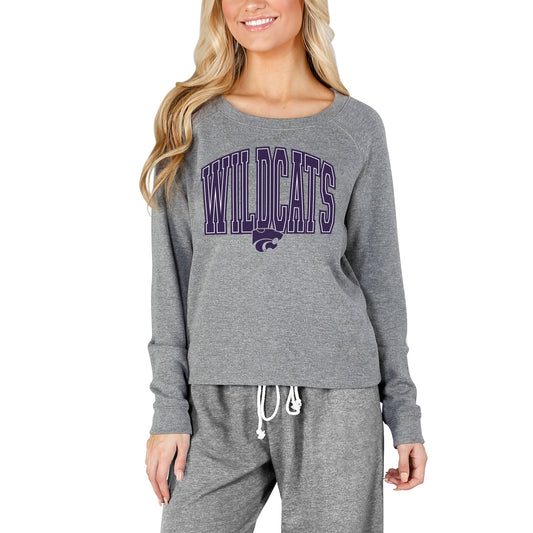 Women's Concepts Sport Gray Kansas State Wildcats Mainstream Terry Long Sleeve T-Shirt