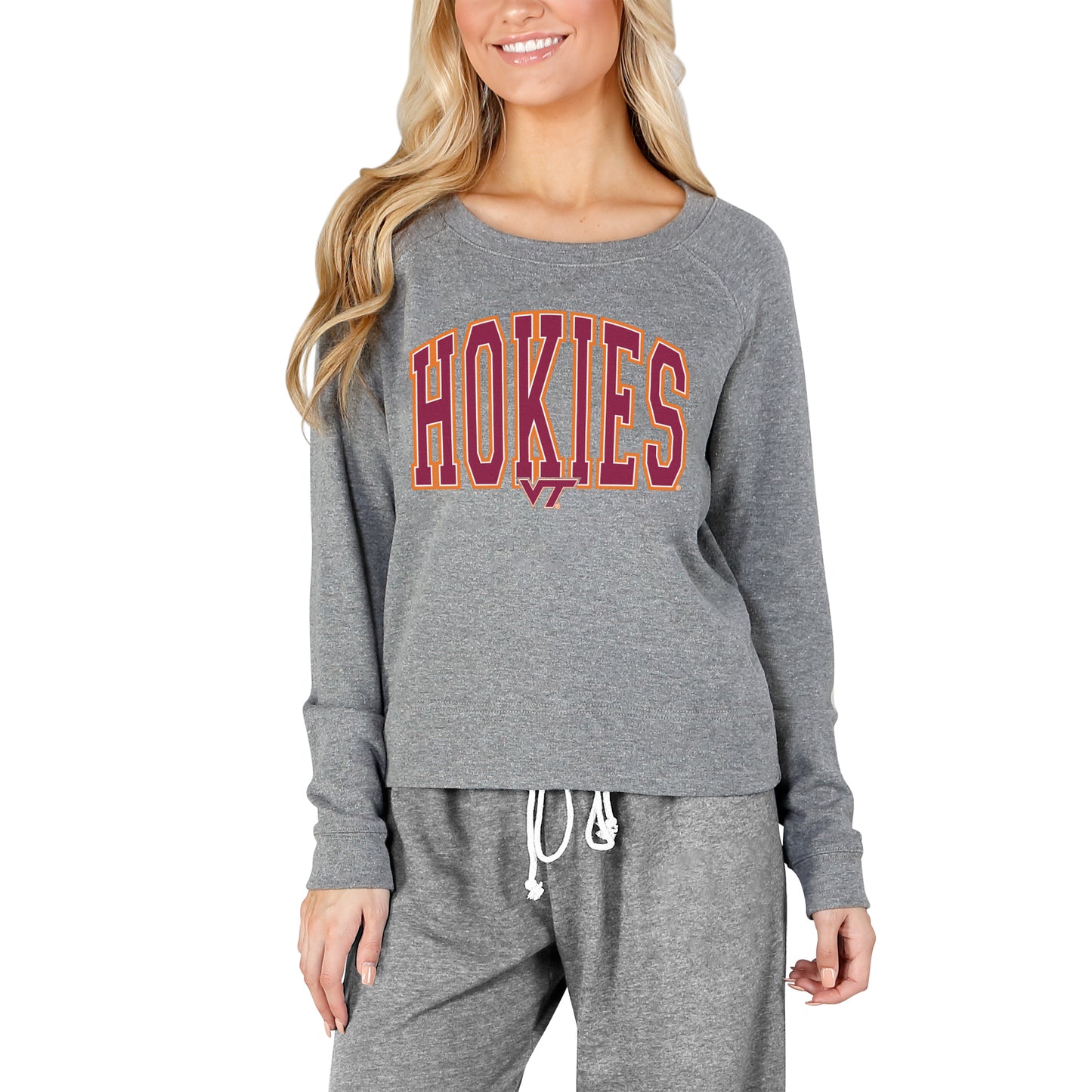 Women's Concepts Sport Gray Virginia Tech Hokies Mainstream Terry Long Sleeve T-Shirt