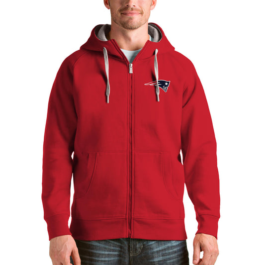 Men's Antigua Red New England Patriots Victory Full-Zip Hoodie