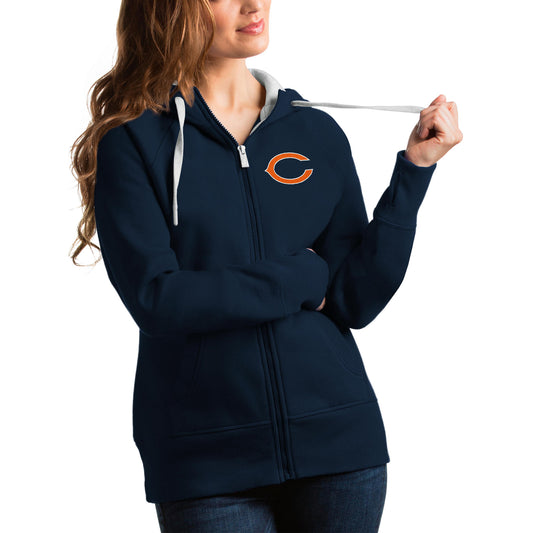 Women's Antigua Navy Chicago Bears Victory Full-Zip Hoodie