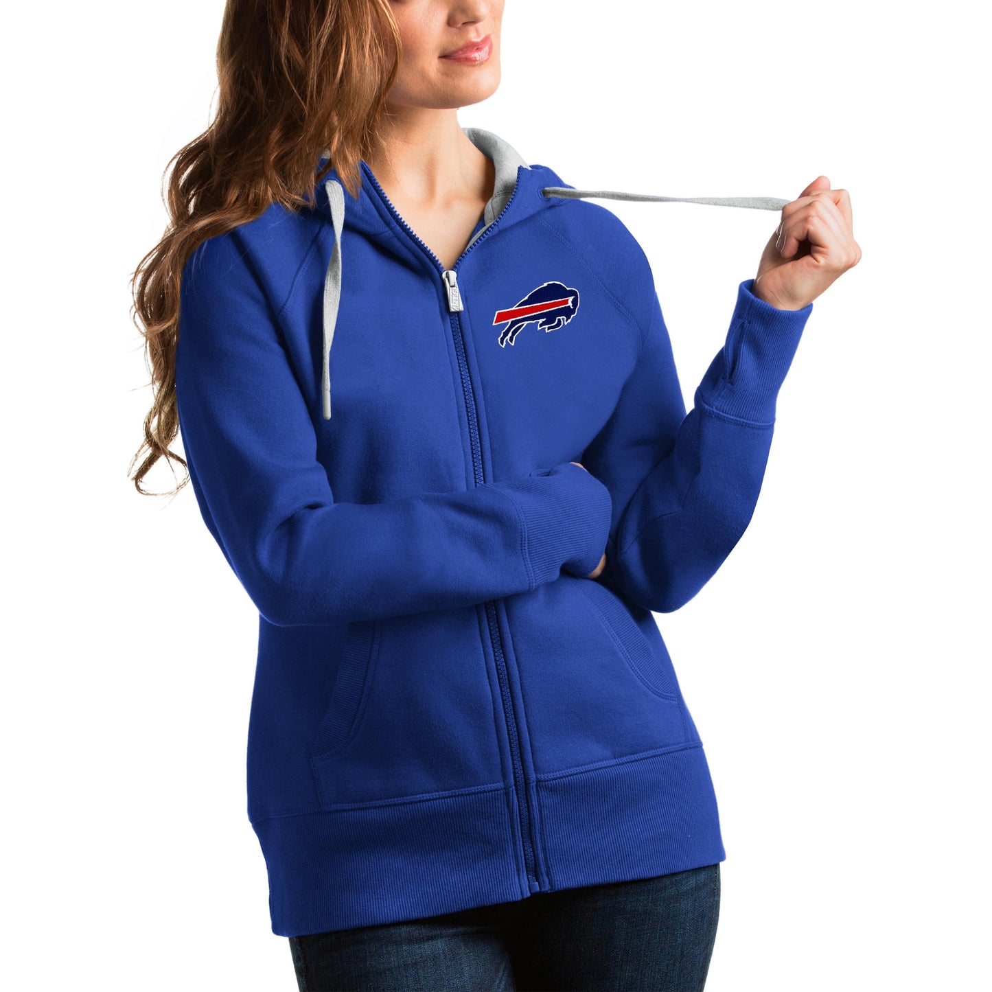 Women's Antigua Royal Buffalo Bills Victory Full-Zip Hoodie