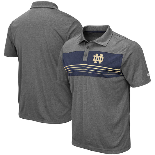 Men's Colosseum Heathered Charcoal Notre Dame Fighting Irish Team Smithers Polo