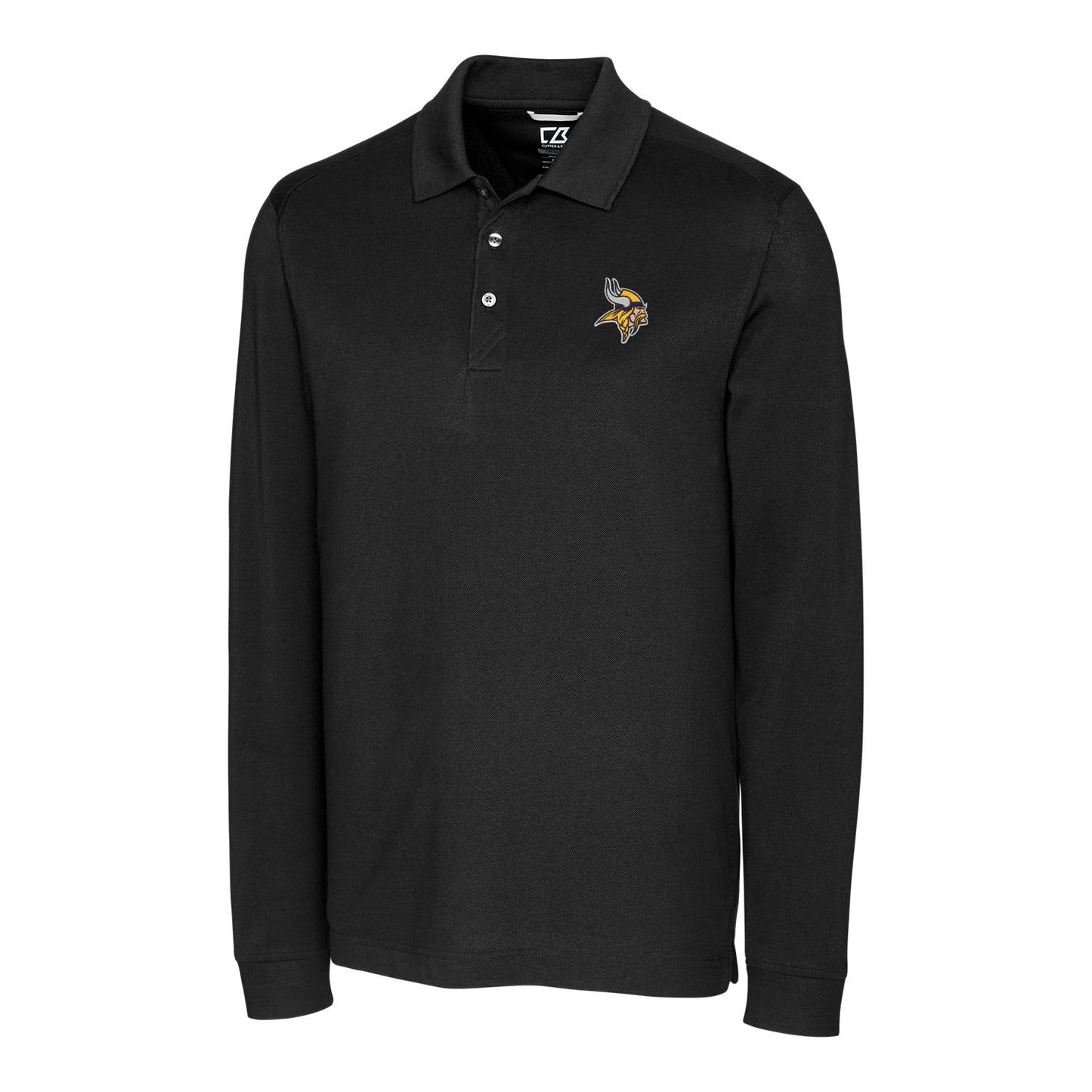 Men's Cutter & Buck Black Minnesota Vikings Advantage Long Sleeve Polo