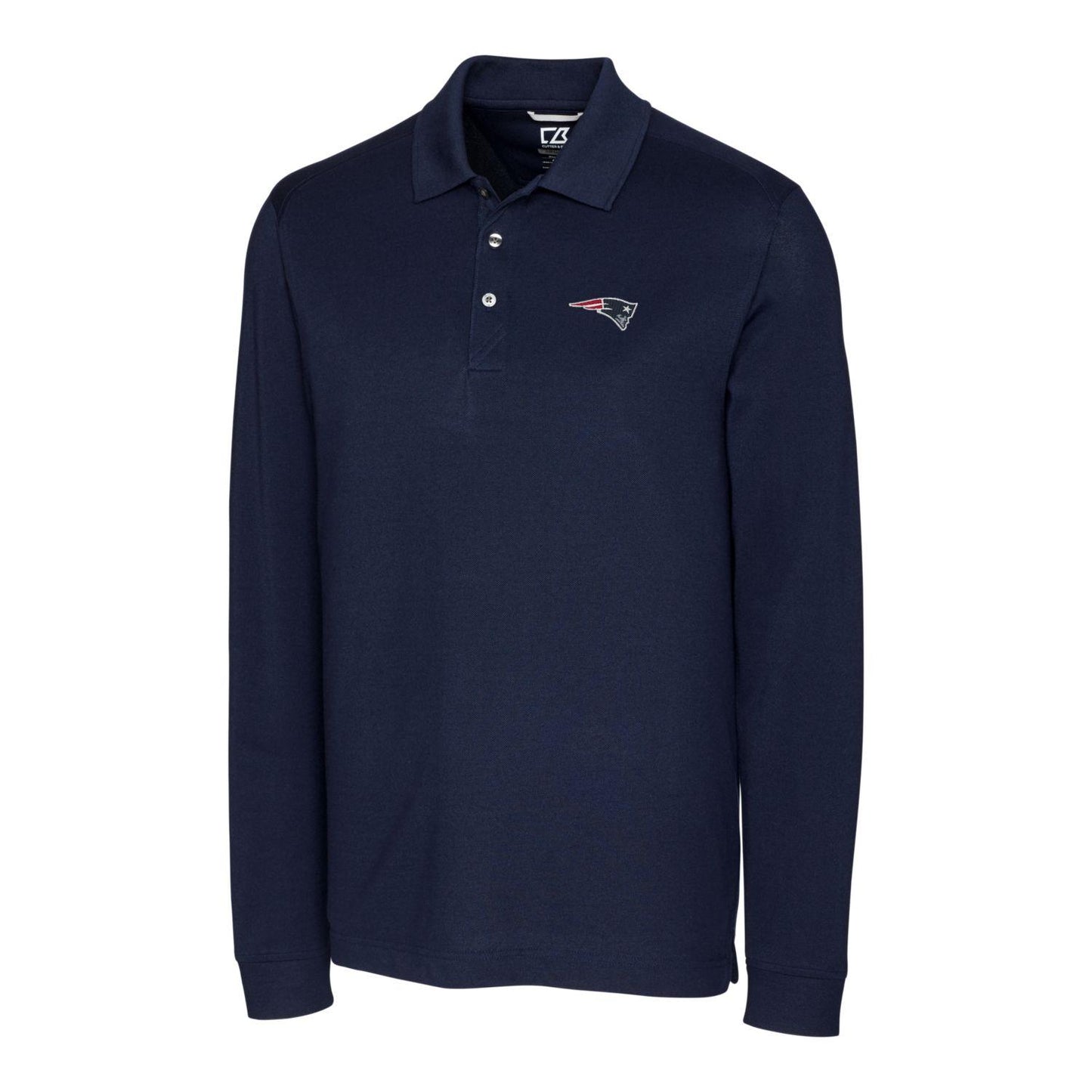 Men's Cutter & Buck Navy New England Patriots Advantage Long Sleeve Polo