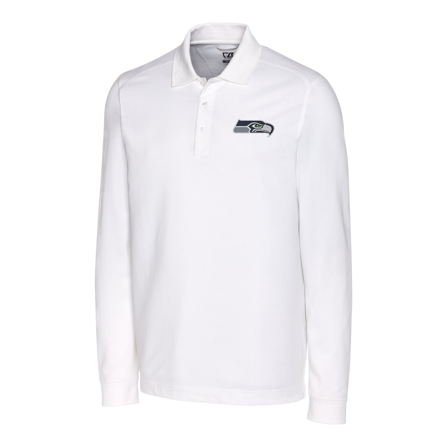 Men's Cutter & Buck White Seattle Seahawks Advantage Long Sleeve Polo