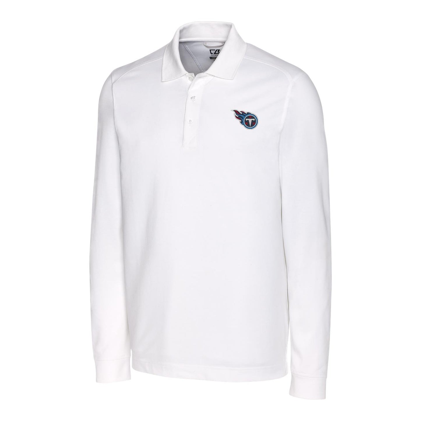 Men's Cutter & Buck White Tennessee Titans Advantage Long Sleeve Polo