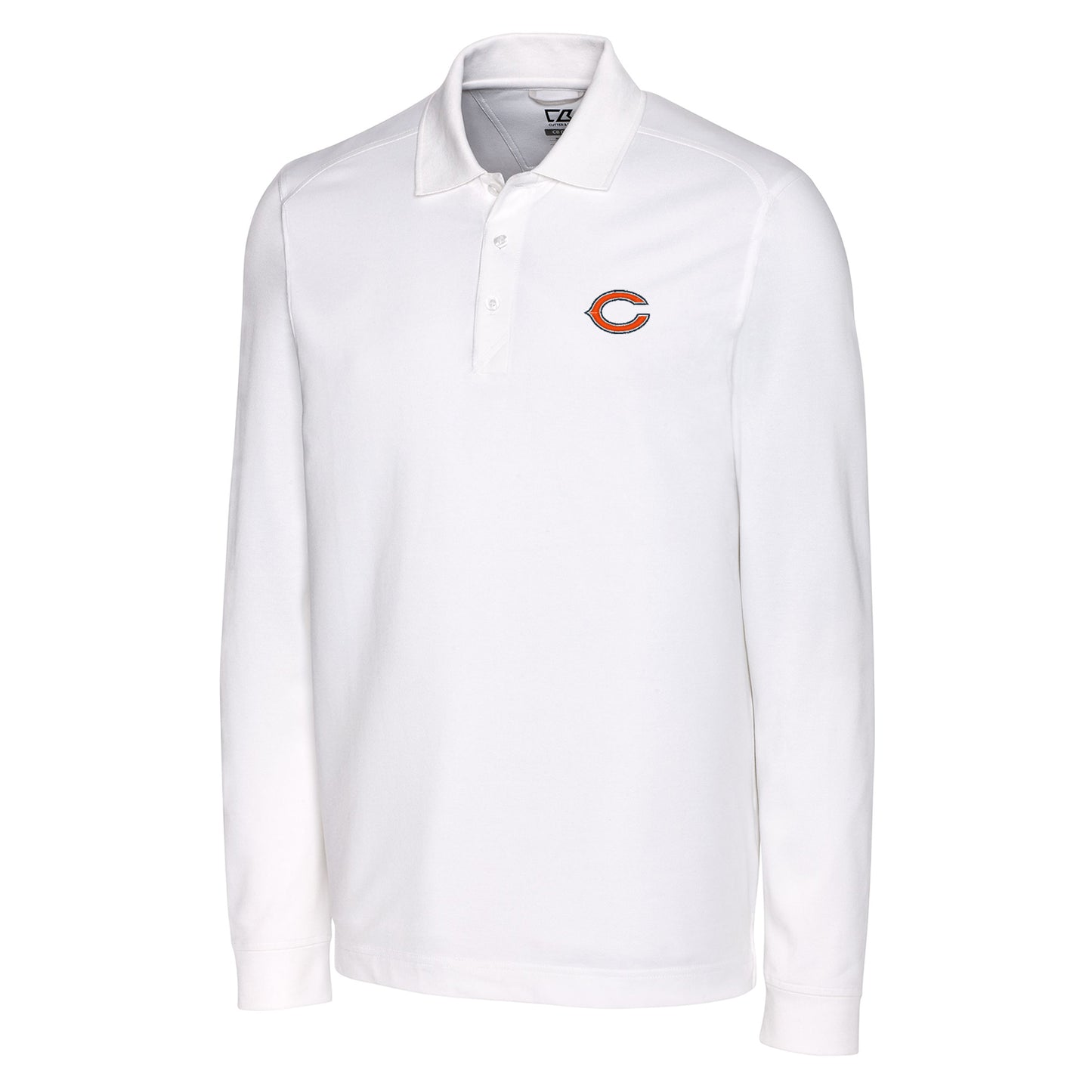 Men's Cutter & Buck White Chicago Bears Advantage Long Sleeve Polo