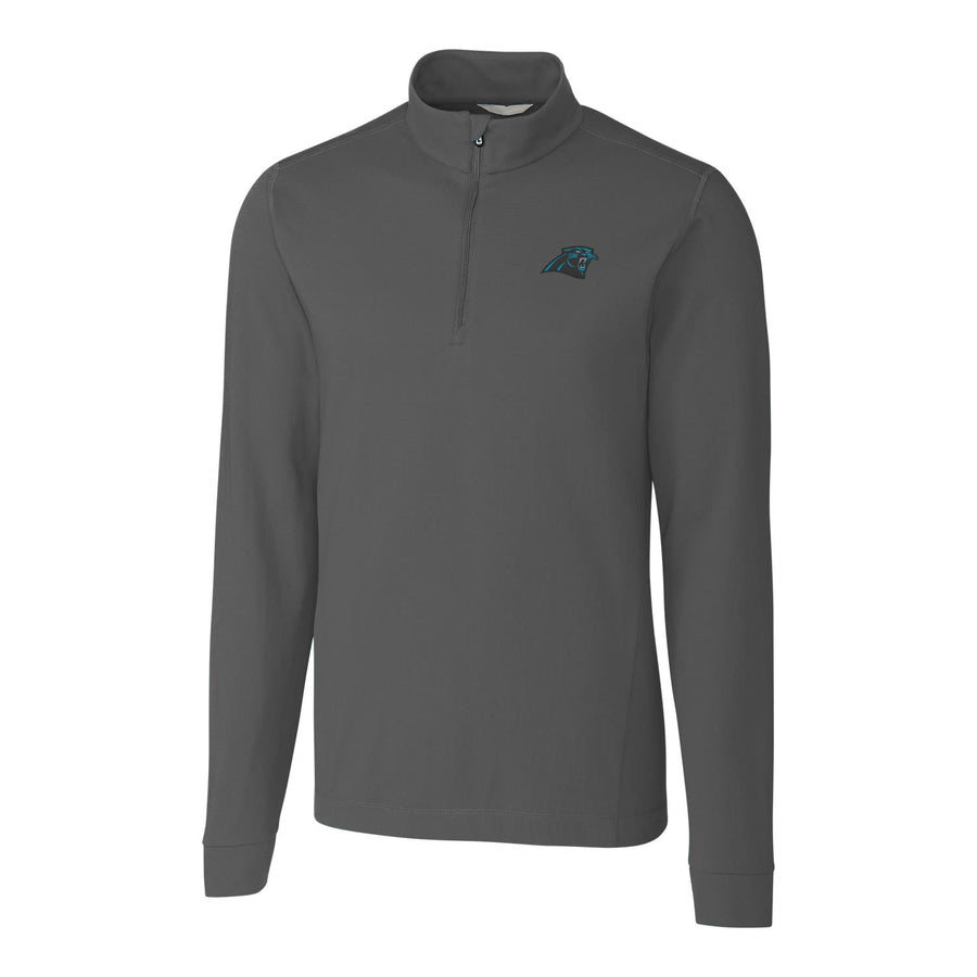 Men's Cutter & Buck Gray Carolina Panthers Advantage Quarter-Zip Pullover Jacket