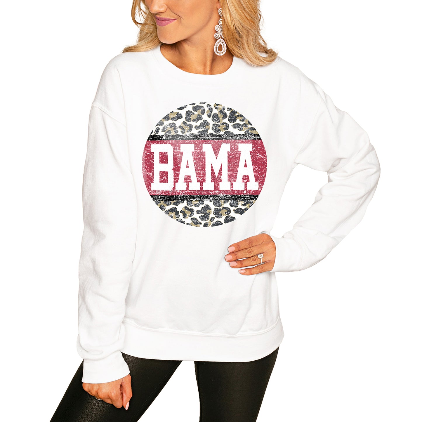 Women's White Alabama Crimson Tide Scoop & Score Pullover Sweatshirt