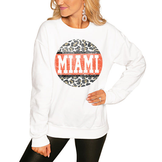 Women's White Miami Hurricanes Scoop & Score Pullover Sweatshirt