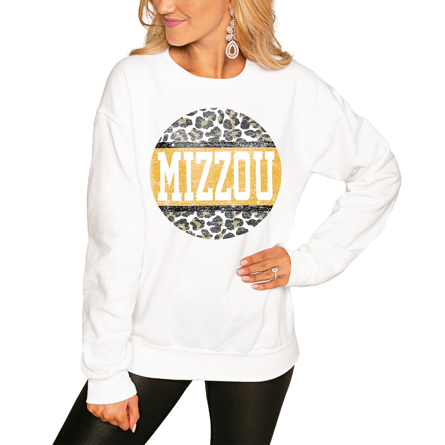 Women's White Missouri Tigers Scoop & Score Pullover Sweatshirt