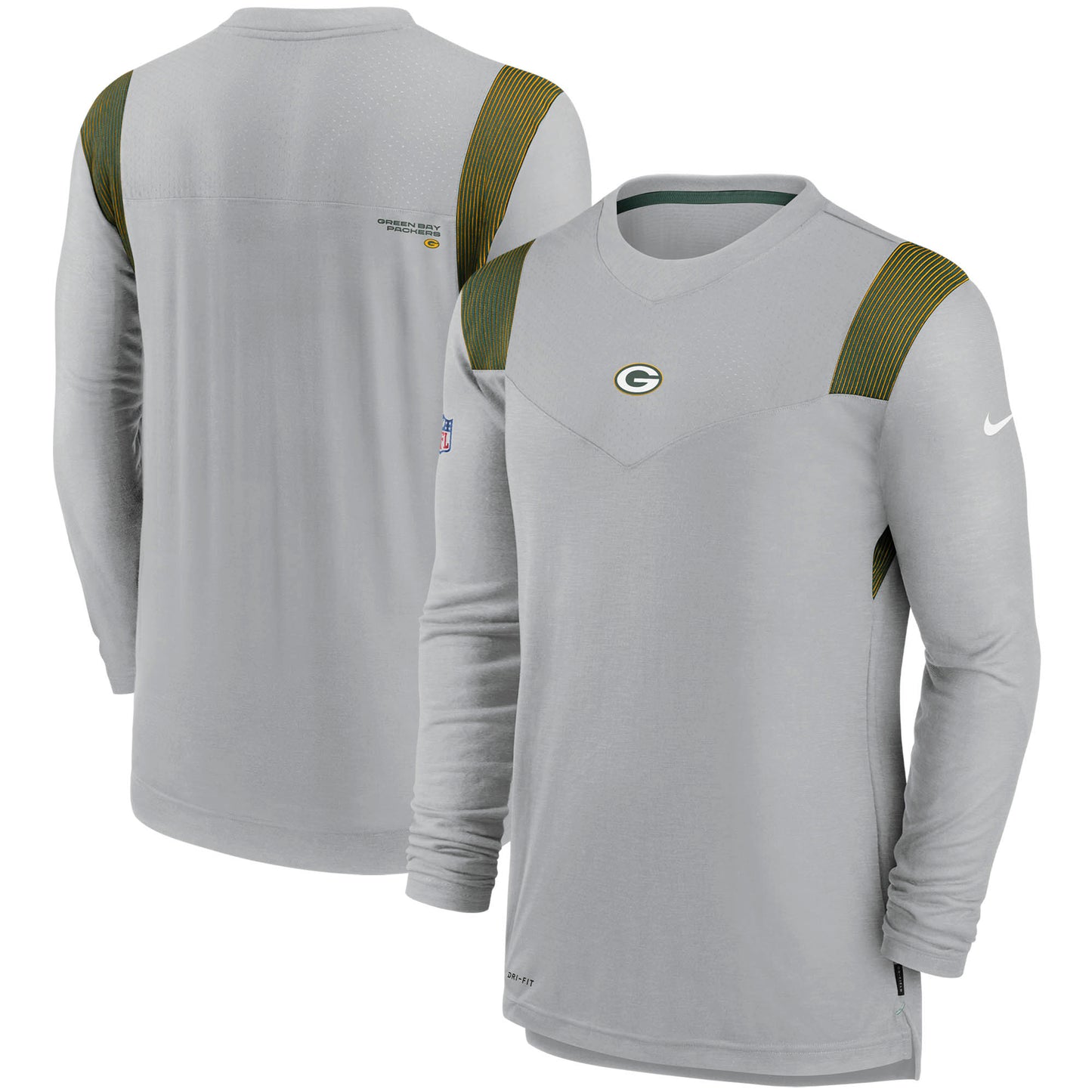 Men's Nike Gray Green Bay Packers Sideline Player UV Performance Long Sleeve T-Shirt