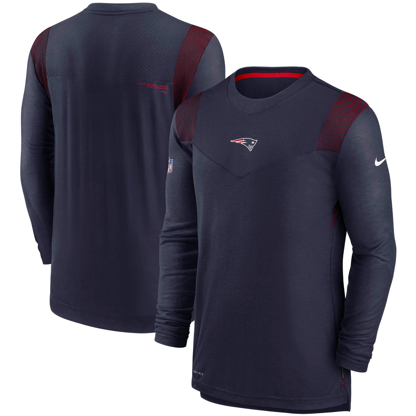 Men's Nike Navy New England Patriots Sideline Player UV Performance Long Sleeve T-Shirt