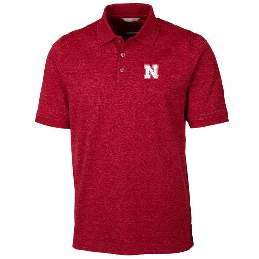 Men's Cutter & Buck Scarlet Nebraska Huskers Big & Tall Advantage Space Dye Polo