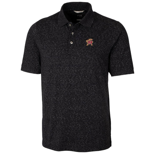 Men's Cutter & Buck Black Maryland Terrapins Big & Tall Advantage Space Dye Polo