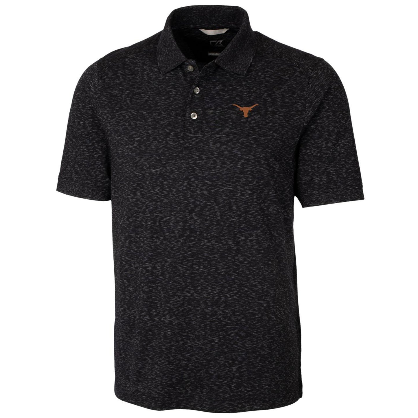 Men's Cutter & Buck Black Texas Longhorns Big & Tall Advantage Space Dye Polo