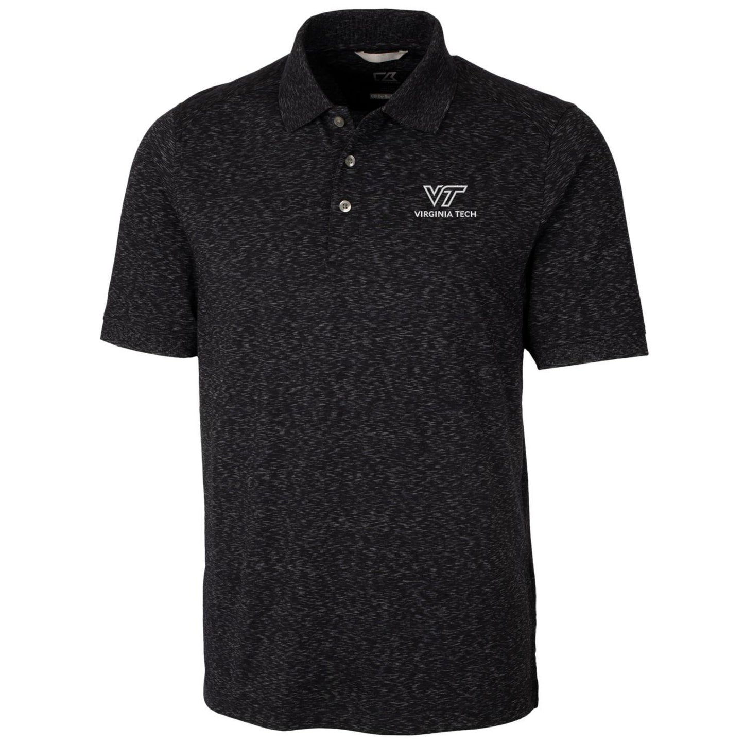 Men's Cutter & Buck Black Virginia Tech Hokies Big & Tall Advantage Space Dye Polo