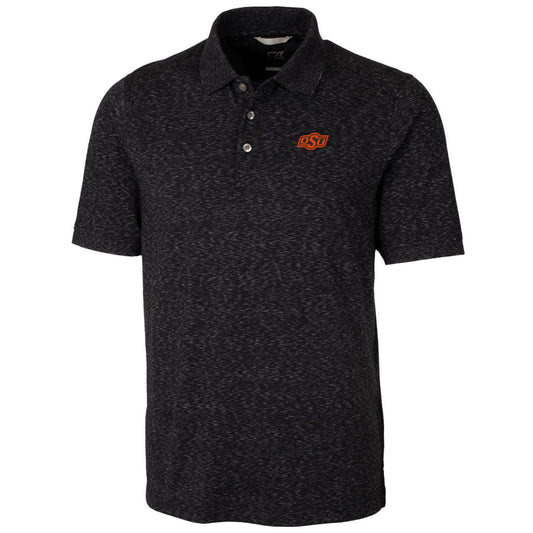 Men's Cutter & Buck Black Oklahoma State Cowboys Big & Tall Advantage Space Dye Polo