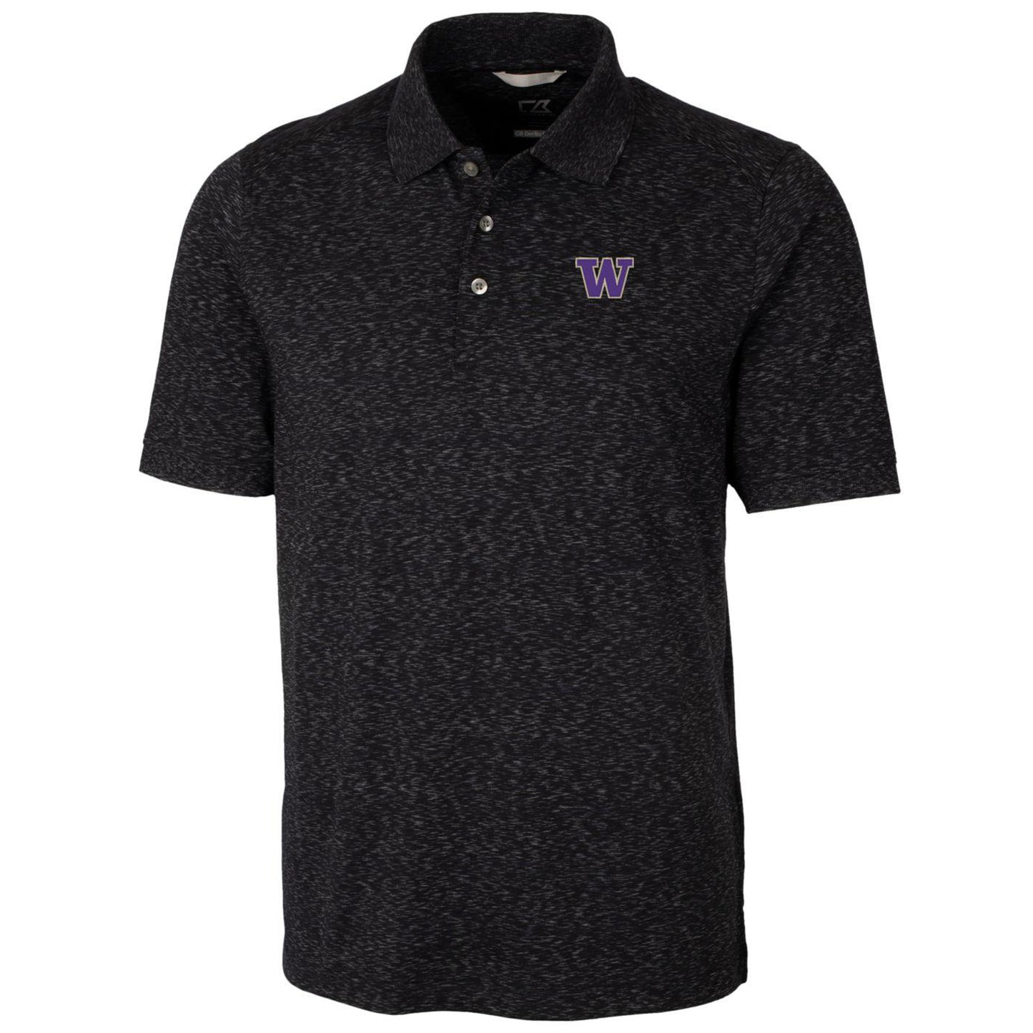 Men's Cutter & Buck Black Washington Huskies Big & Tall Advantage Space Dye Polo