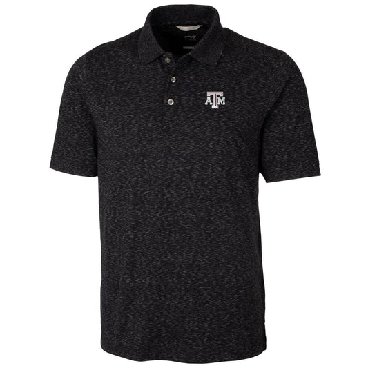 Men's Cutter & Buck Black Texas A&M Aggies Big & Tall Advantage Space Dye Polo