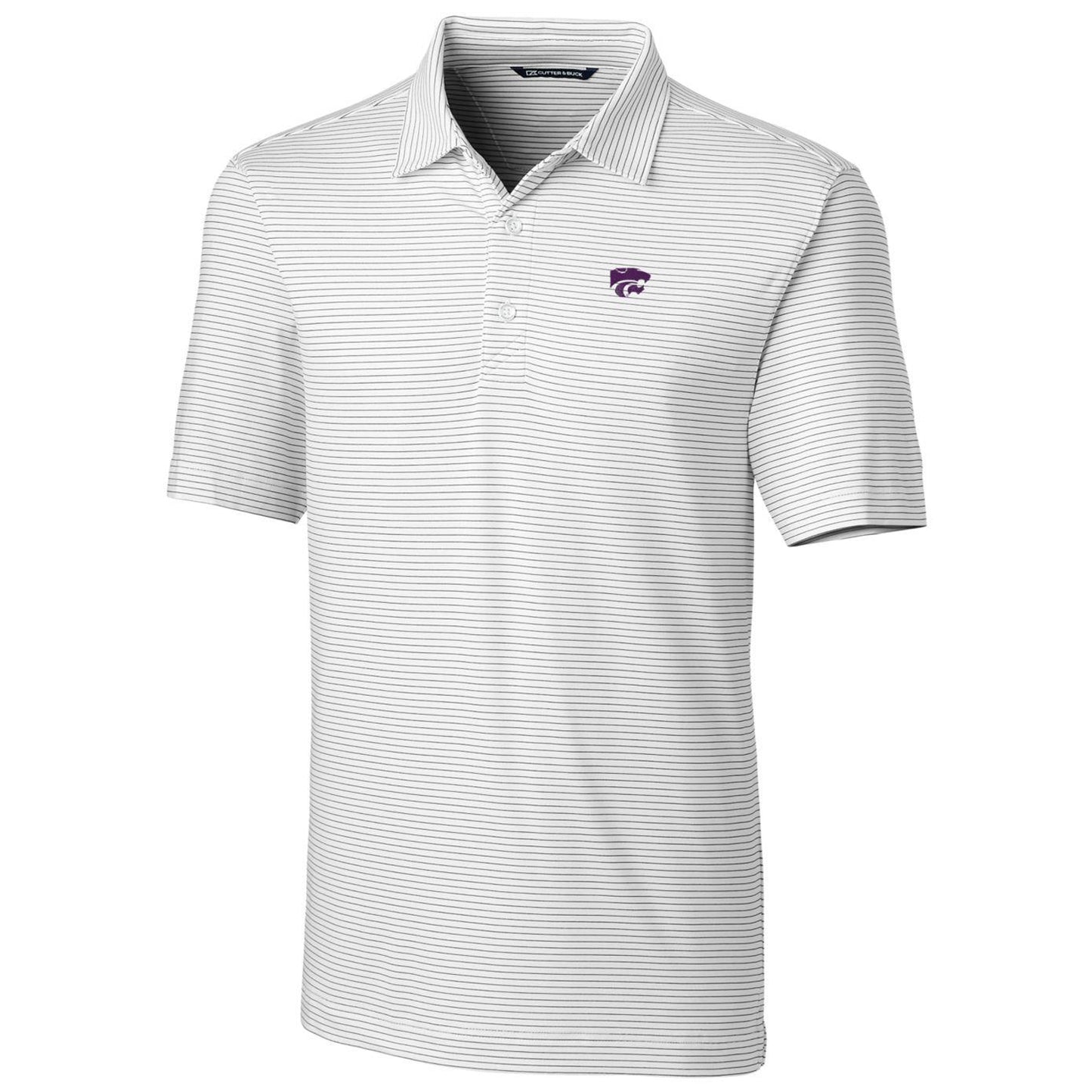 Men's Cutter & Buck White Kansas State Wildcats Big & Tall Forge Pencil Stripe Logo Polo