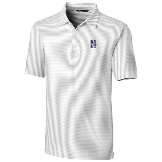 Men's Cutter & Buck White Northwestern Wildcats Big & Tall Forge Pencil Stripe Logo Polo