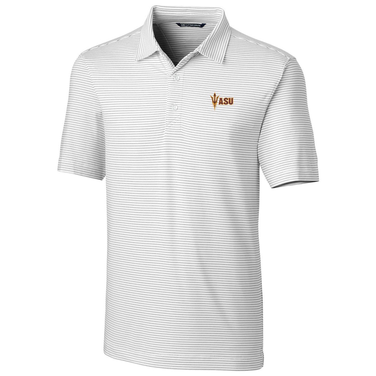 Men's Cutter & Buck White Arizona State Sun Devils Big & Tall Forge Pencil Stripe Logo Polo