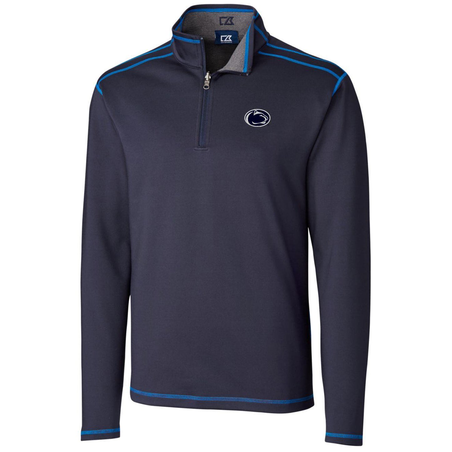 Men's Cutter & Buck Navy Penn State Nittany Lions Big & Tall Evergreen Reversible Quarter-Zip Pullover Jacket