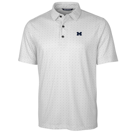 Men's Cutter & Buck Charcoal Michigan Wolverines Big & Tall Pike Double Dot Polo