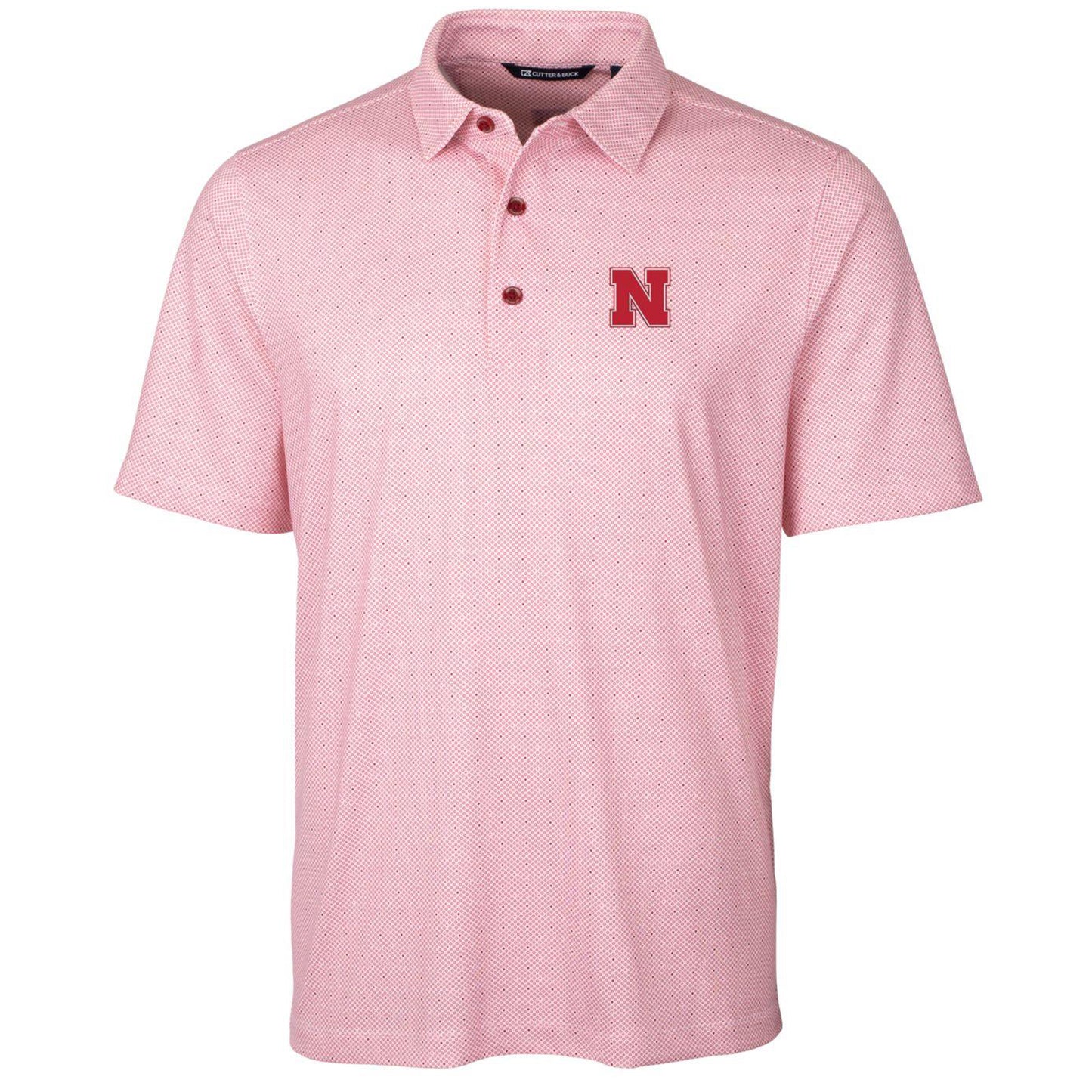 Men's Cutter & Buck Scarlet Nebraska Huskers Big & Tall Pike Double Dot Polo