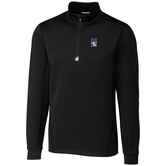 Men's Cutter & Buck Black Northwestern Wildcats Big & Tall Traverse Half-Zip Jacket