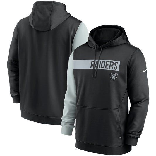 Men's Nike Black/Silver Las Vegas Raiders Colorblock Performance Pullover Hoodie