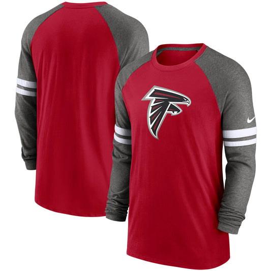 Men's Nike Red/Charcoal Atlanta Falcons Performance Raglan Long Sleeve T-Shirt