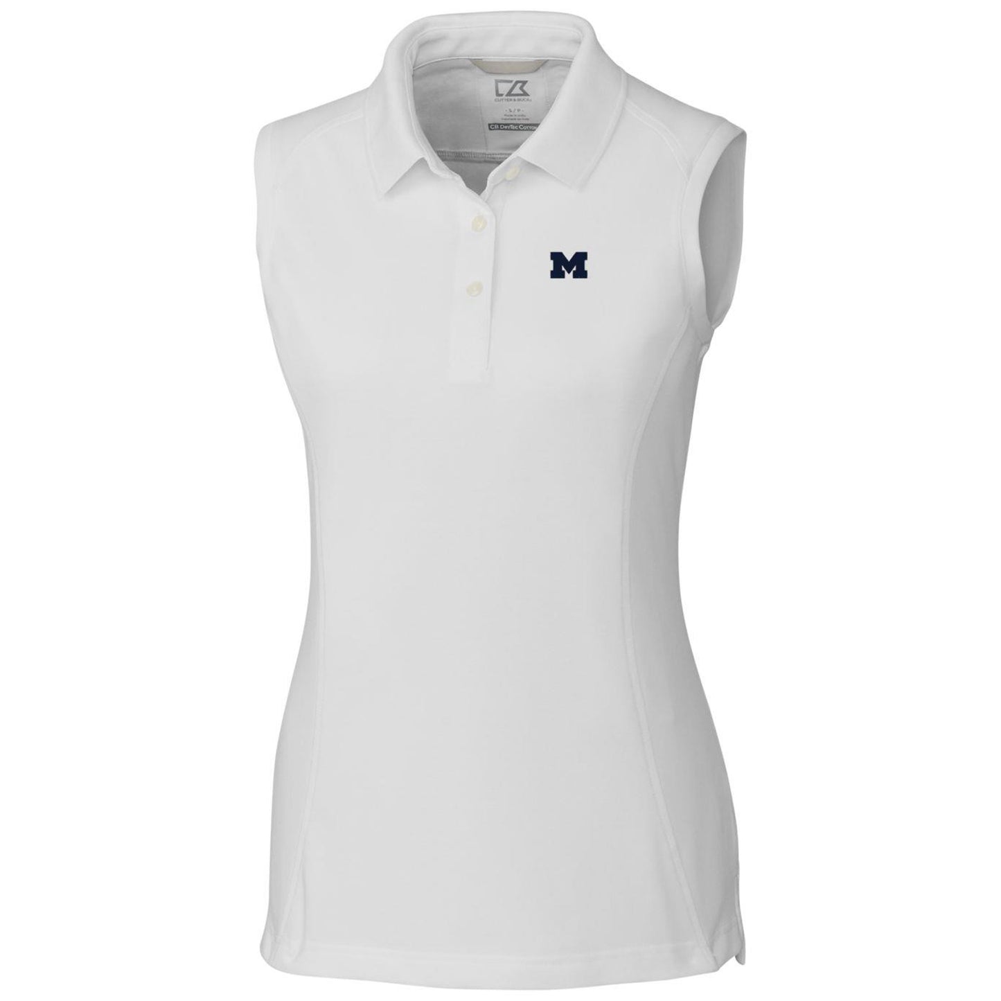 Women's Cutter & Buck White Michigan Wolverines Advantage Sleeveless Polo
