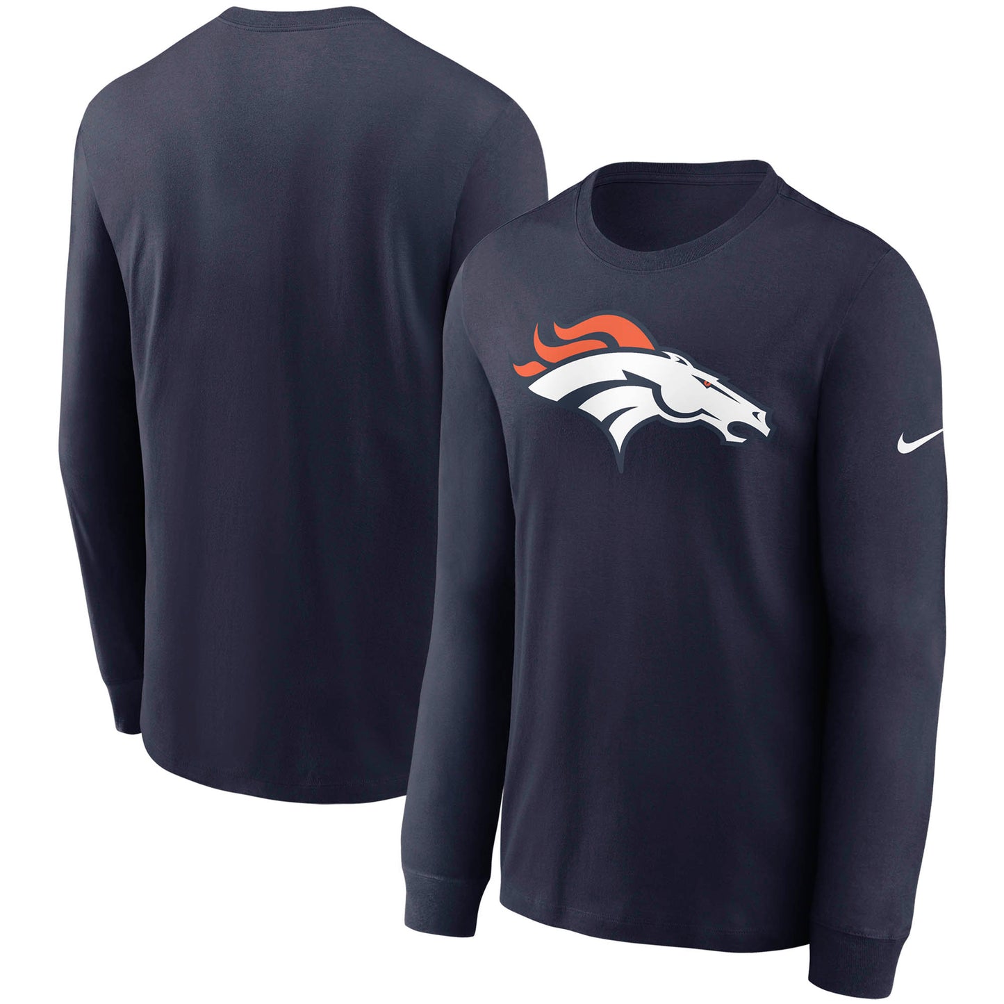 Men's Nike Navy Denver Broncos Primary Logo Long Sleeve T-Shirt