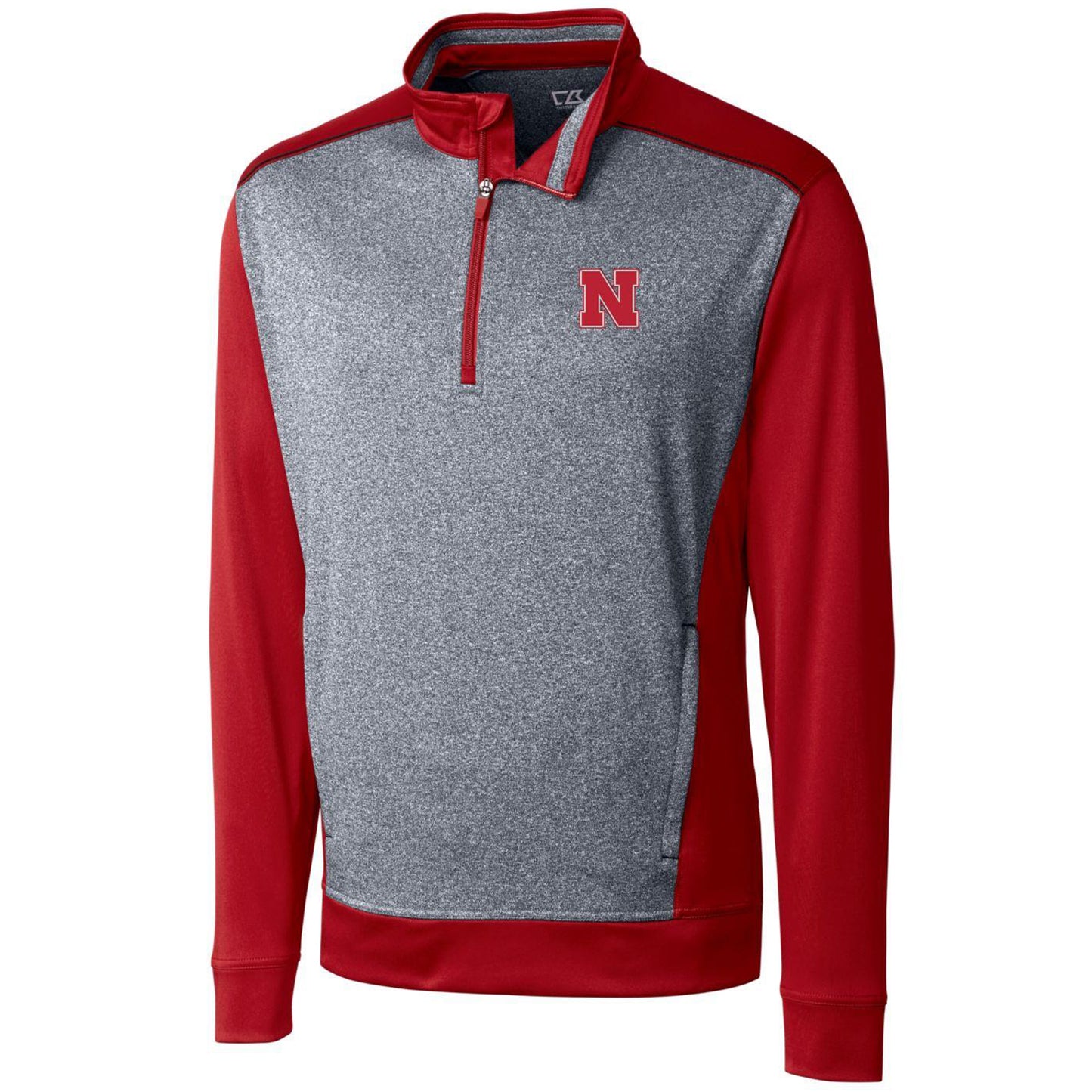 Men's Cutter & Buck Scarlet Nebraska Huskers Big & Tall Replay Half-Zip Jacket