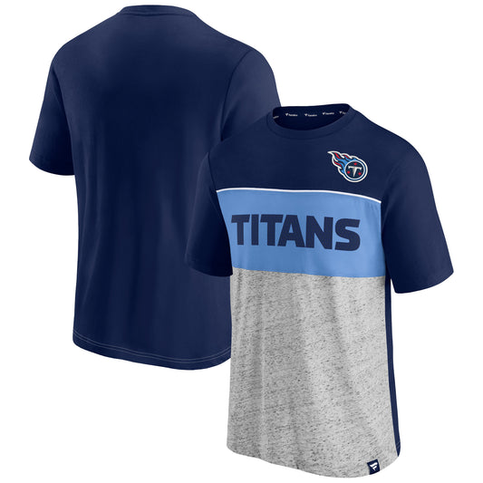 Men's Fanatics Navy/Heathered Gray Tennessee Titans Colorblock T-Shirt