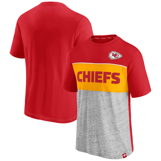 Men's Fanatics Red/Heathered Gray Kansas City Chiefs Colorblock T-Shirt